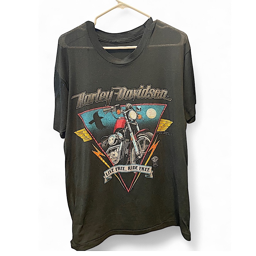 Vintage 1987 Harley-Davidson Black Paper-thin Collectible Tee Shirt